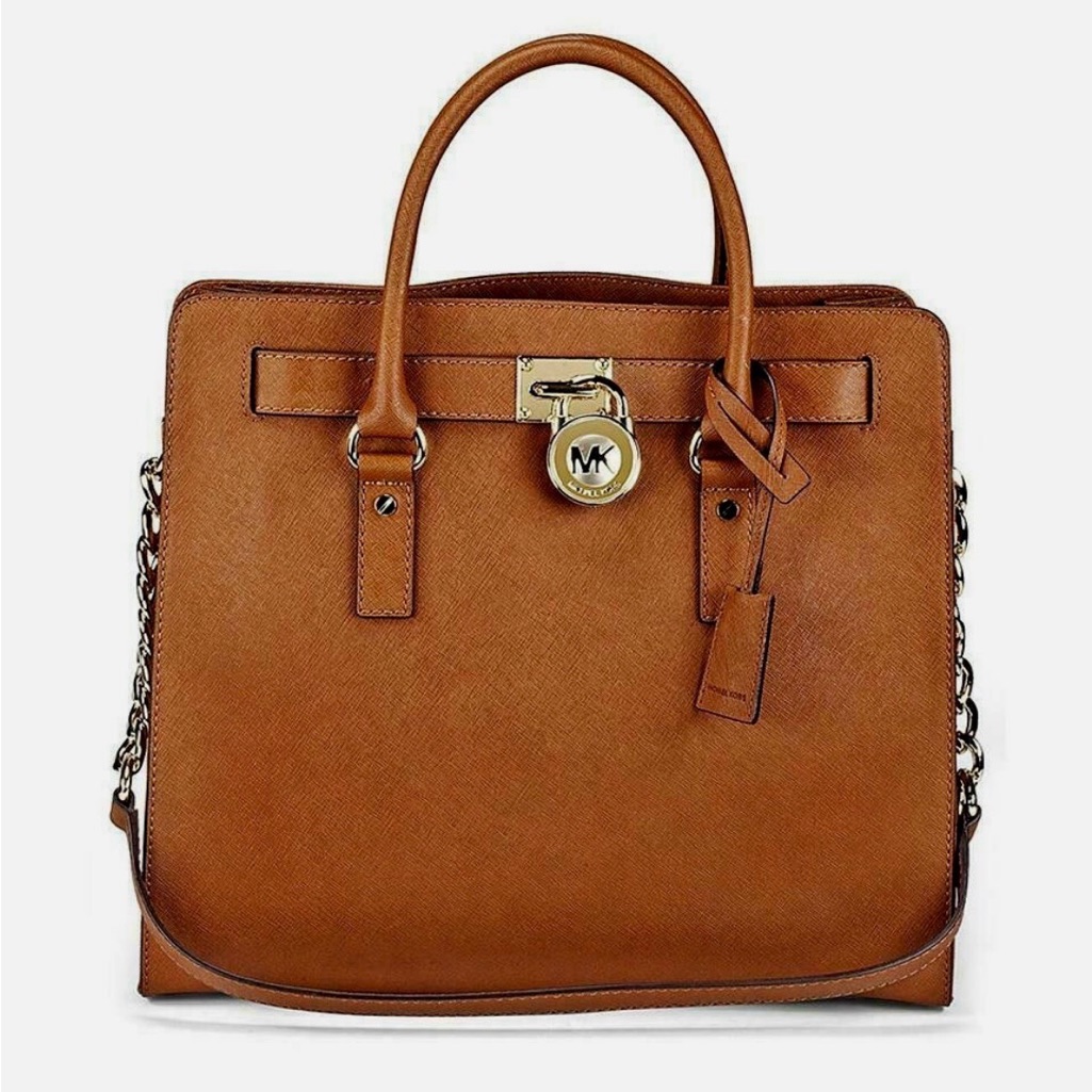 Michael Kors Brown Hamilton Bag Large Gold Accents